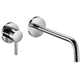 RUBINETTO MISCELATORE MONOCOMANDO LAVABO INCASSO 2 FORI CROMATO CON BOCCA A MURO SERIE LIGHT